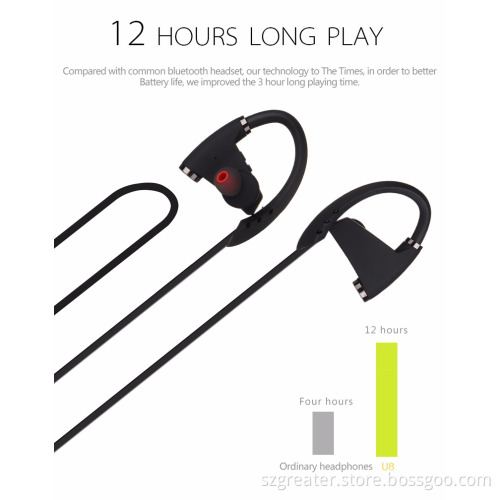 Wireless CVC6.0 noise cancelling stereo headphones long talking time bluetooth waterproof sport headset with voice prompt